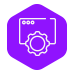 Graphic icon of a computer console and a cog to illustrate instant threat updates and regular reporting